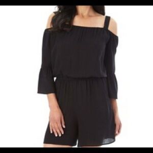 Apt 9 Black Rayon Crepe Cold Shoulder Romper